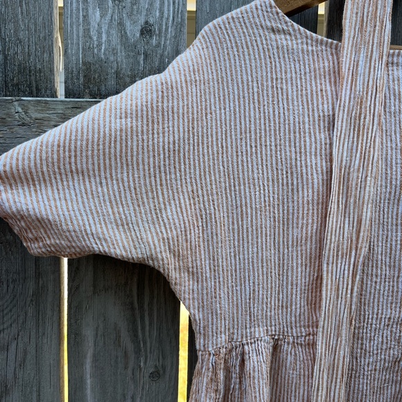 Hackwith Design House 100% Cotton Stripe Gathered Midi Dress XS/S - Picture 3 of 8